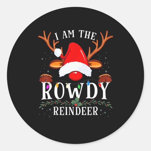 99 Christmas Reindeer Costume Party - I Am The Row Classic Round Sticker (Front)