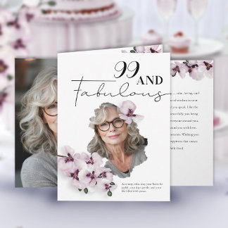 99 & Fabulous Orchid Photo Birthday Greeting Card