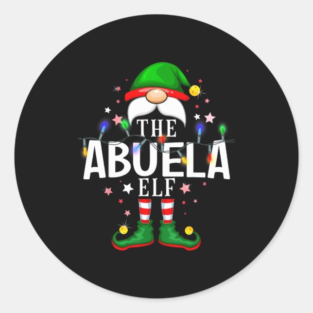 99 Matching Christmas Elf Family Pjs - Abuela Elf  Classic Round Sticker (Front)
