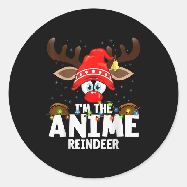 99 Matching Christmas Reindeer Anime - Uni-adults, Classic Round Sticker (Front)