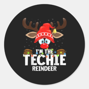 99 Matching Christmas Reindeer - I'm The Techie -  Classic Round Sticker