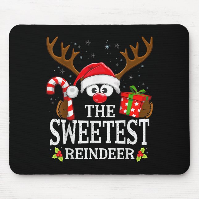 99 Matching Christmas Reindeer Squad - Black Chris Mouse Mat (Front)
