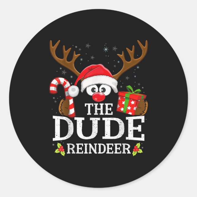 99 Matching Christmas Reindeer Squad Christmas Fam Classic Round Sticker (Front)
