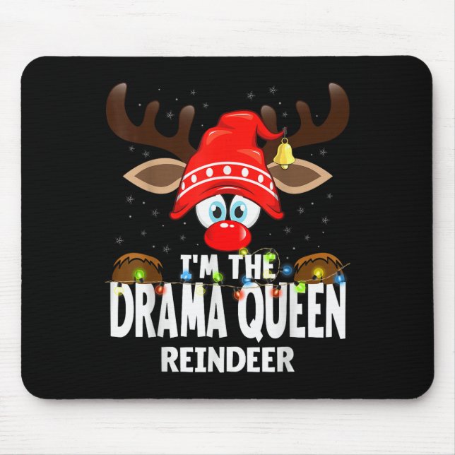 99 Matching Christmas Reindeer - Uni Adult, Black, Mouse Mat (Front)