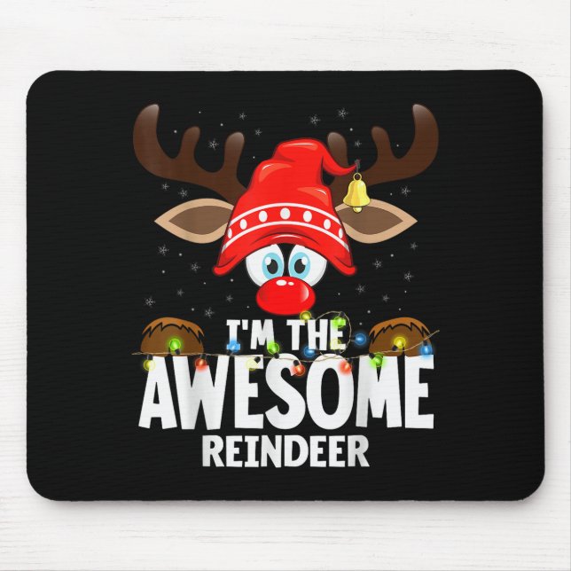 99 Matching Christmas Reindeer - Uni-adults, Black Mouse Mat (Front)