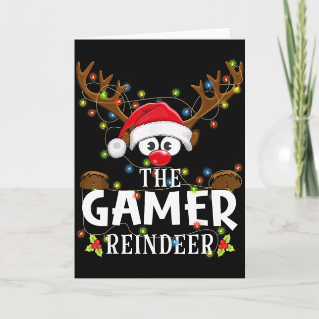 99 Matching Christmas The Gamer Reindeer Pajama  Card (Front)