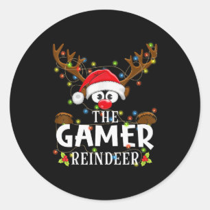 99 Matching Christmas The Gamer Reindeer Pajama Classic Round Sticker
