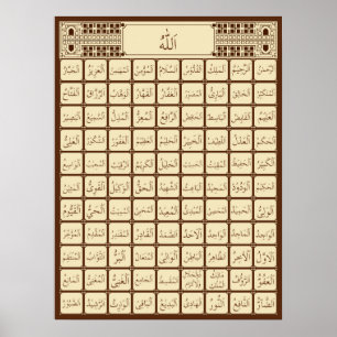 99 Names of Allah Poster