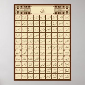 99 Names of Allah Poster