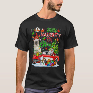 99 Percent Naughty 1 Nice Reindeer Cat With Santa  T-Shirt