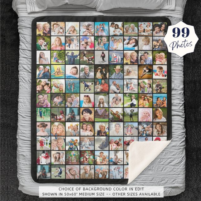 99 Photo Collage Square Pictures Sherpa Blanket (Creator Uploaded)