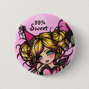 99% Sweet Party Fairy Birthday Girl Button