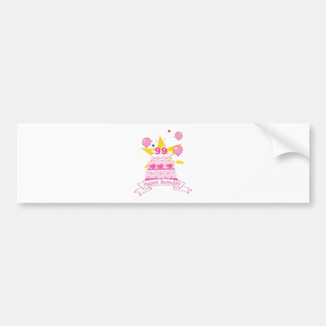 99 Year Old Birthday Cake Bumper Sticker (Front)