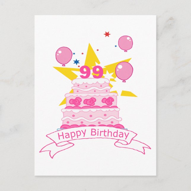 99 Year Old Birthday Cake Postcard (Front)