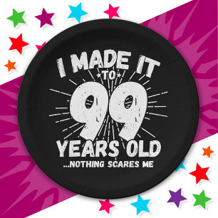 99 Year Old Sarcastic Meme Funny 99th Birthday Paper Plate