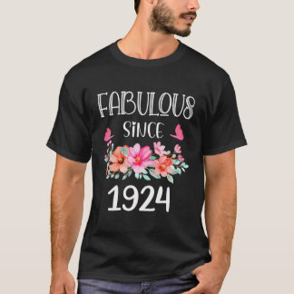 99 Years Old Fabulous Since 1924 Floral 99Th Birth T-Shirt