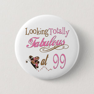 99th birthday 6 cm round badge