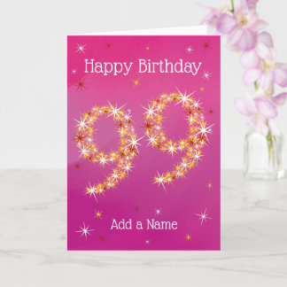 99th Birthday - 99 in Stars - Pink - Age 99 Card