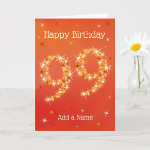 99th Birthday - 99 in Stars - Red - Age 99 Card
