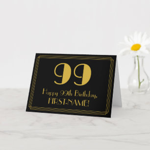 99th Birthday: Art Deco Inspired Look "99" + Name Card
