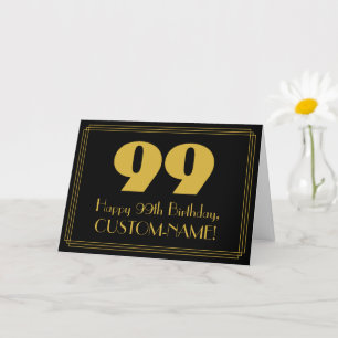 99th Birthday: Art Deco Inspired Look "99" & Name Card