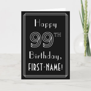 99th Birthday: Art Deco Style # 99 & Custom Name Card