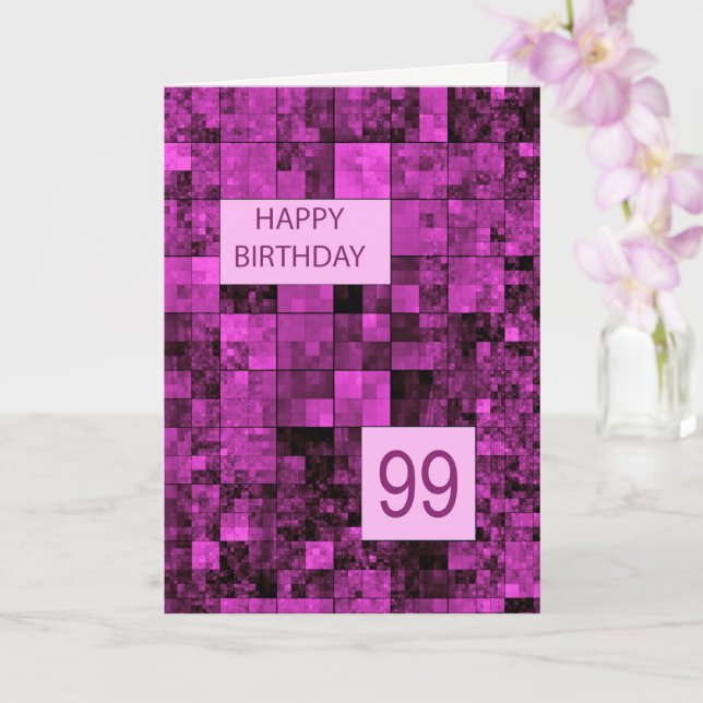 99th Birthday Birthday Pink Pattern  Card (Orchid)