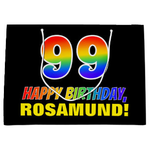 99th Birthday: Bold, Fun, Simple, Rainbow 99 Large Gift Bag