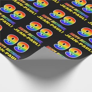 99th Birthday: Bold, Fun, Simple, Rainbow 99 Wrapping Paper