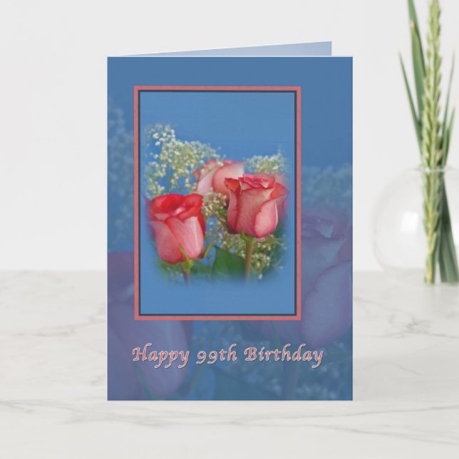 99th Birthday Card with Red Roses (Front)