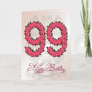 99th birthday card with roses and leaves
