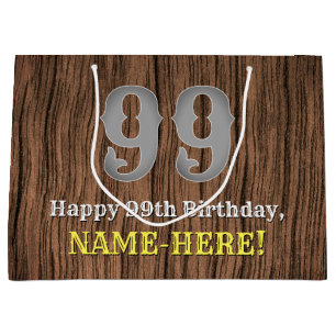 99th Birthday: Country Western Inspired Look, Name Large Gift Bag