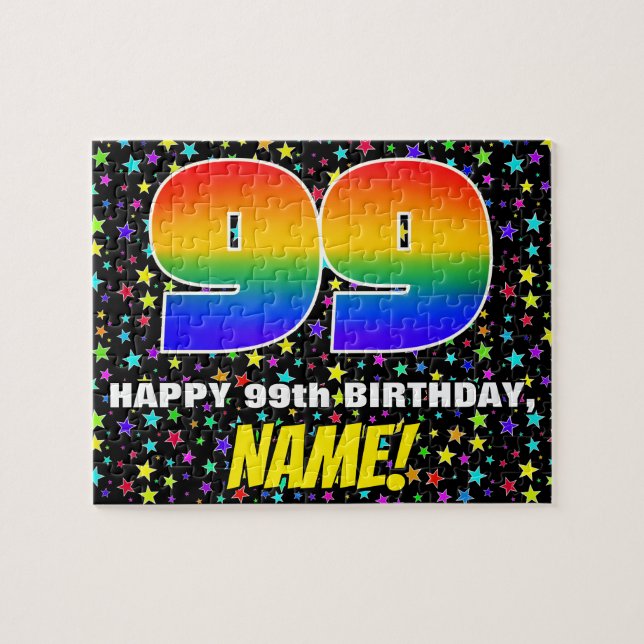 99th Birthday — Fun, Colourful Star Field Pattern Jigsaw Puzzle (Horizontal)