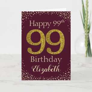 99th Birthday Golden Glitter Card
