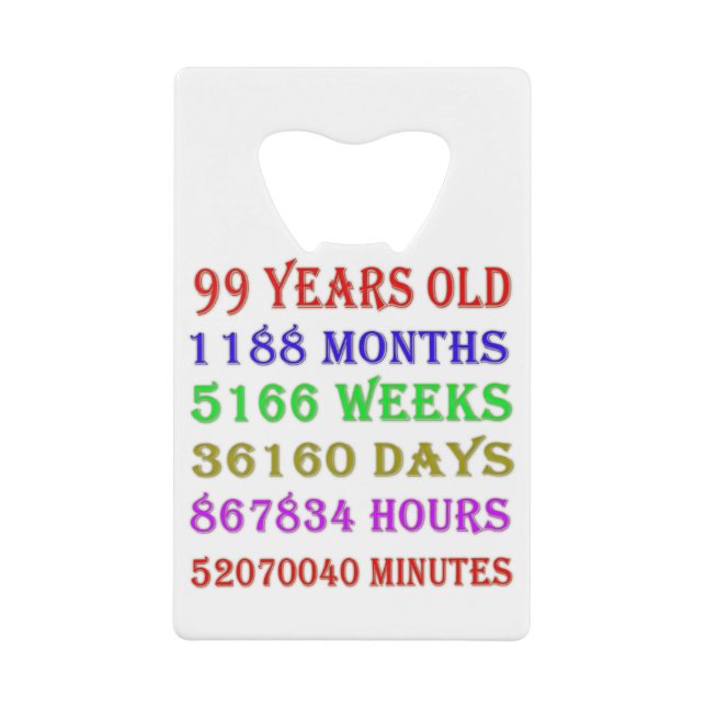 99th  Birthday Milestones (Front)