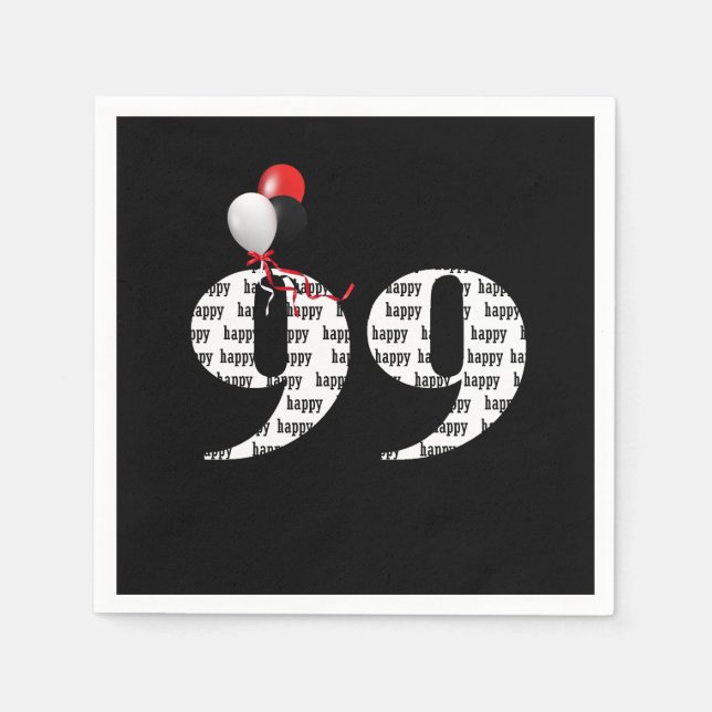 99th Birthday party balloons Napkin (Front)