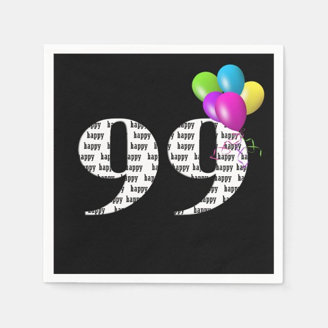 99th birthday party balloons napkin (Front)