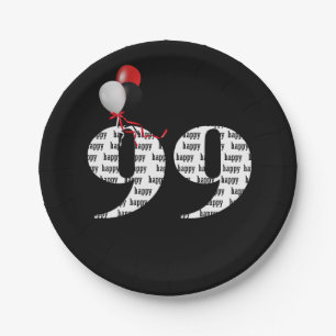 99th birthday party balloons paper plate