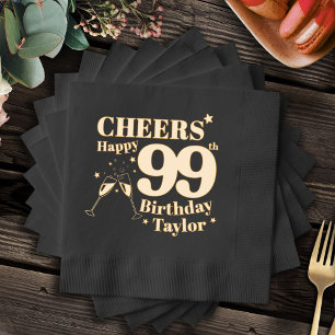 99th Birthday party cheers champagne glasses Foil Napkins
