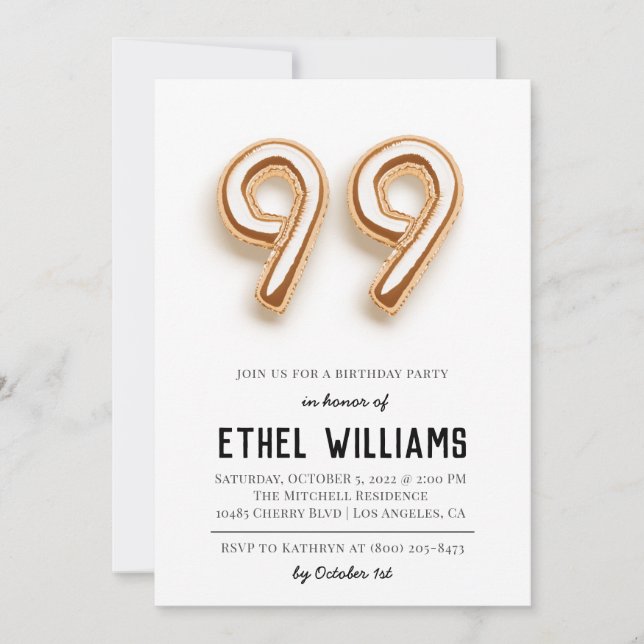 99th Birthday Party Invitation (Front)