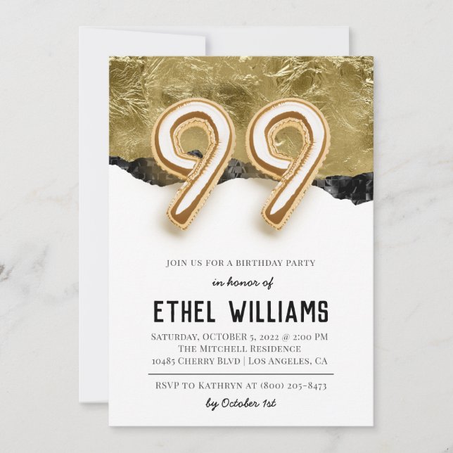 99th Birthday Party Invitation (Front)
