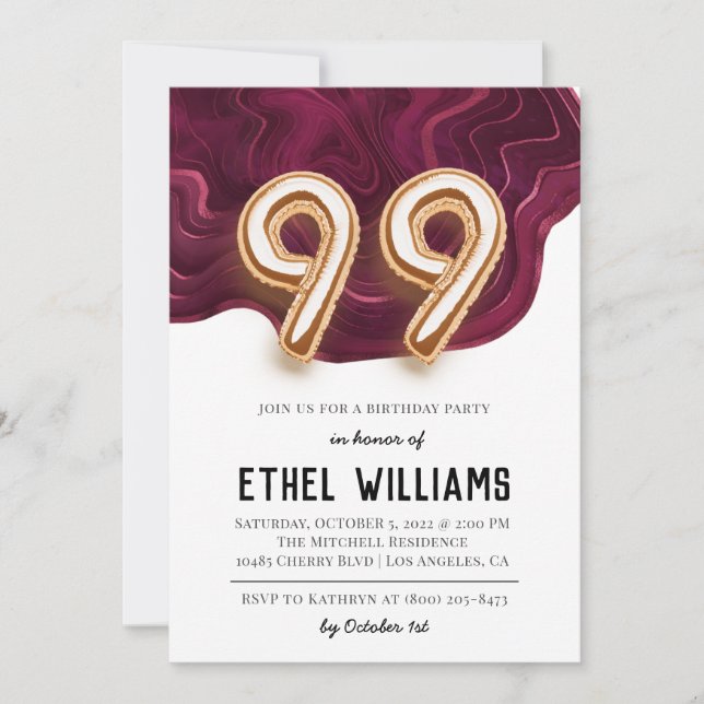 99th Birthday Party Invitation (Front)