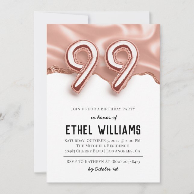 99th Birthday Party Invitation (Front)