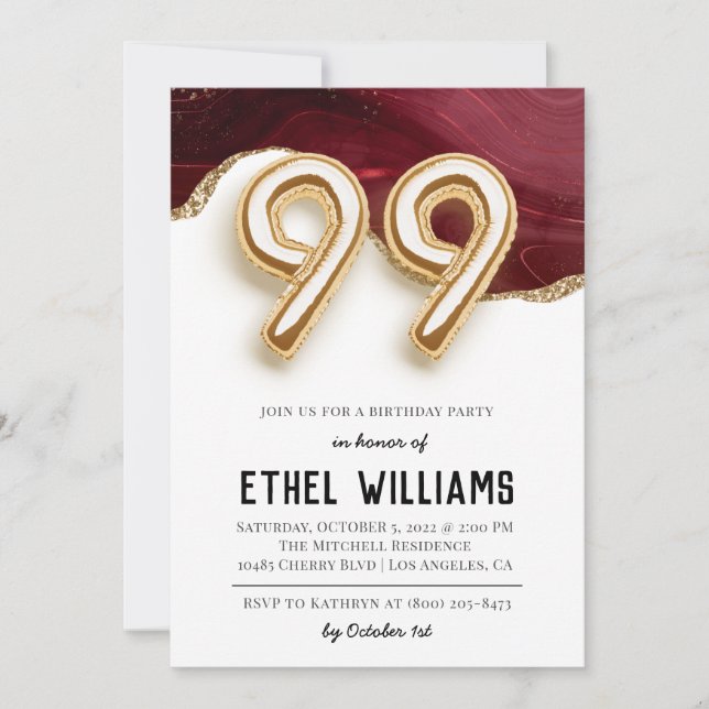 99th Birthday Party Invitation (Front)