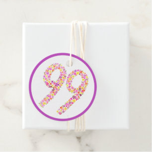 99th Birthday party purple yellow flower Favour Tags
