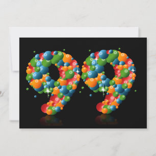 99th Birthday party, with bubbles and balls Invitation