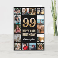 99th Happy Birthday Black and Gold Photo Collage