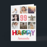 99th Happy Birthday Photo Collage Modern Pink Card<br><div class="desc">99th Happy Birthday Photo Collage Modern Pink Card with personalised name. For further customisation,  please click the "Customise it" button and use our design tool to modify this template.</div>