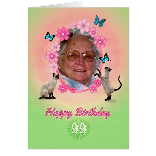 99th photo card with cats and butterflies, (Front)