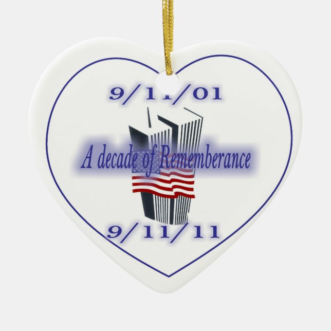 9-11 10th Anniversary Remembrance Ceramic Tree Decoration (Front)